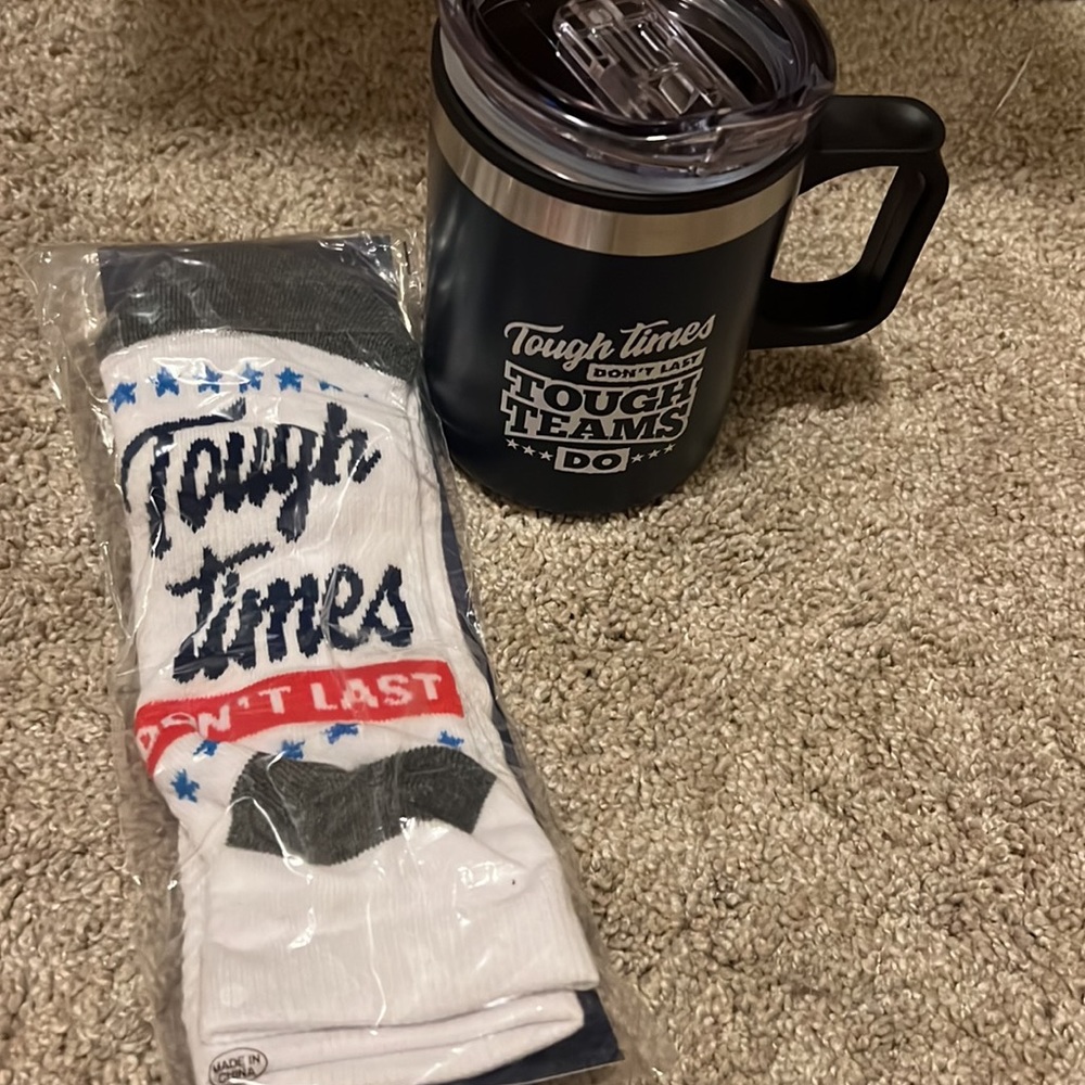 NWOT Mug & Sock set-“tough times don’t last”